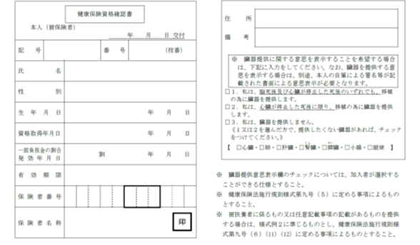 Sample Health Insurance Eligibility Certificate (Postcard Size)